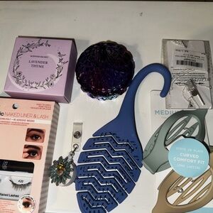 Magnetic Lashes, Hair, Jewelry, Beautiful Glass Kiss In Purple and Hair Brush